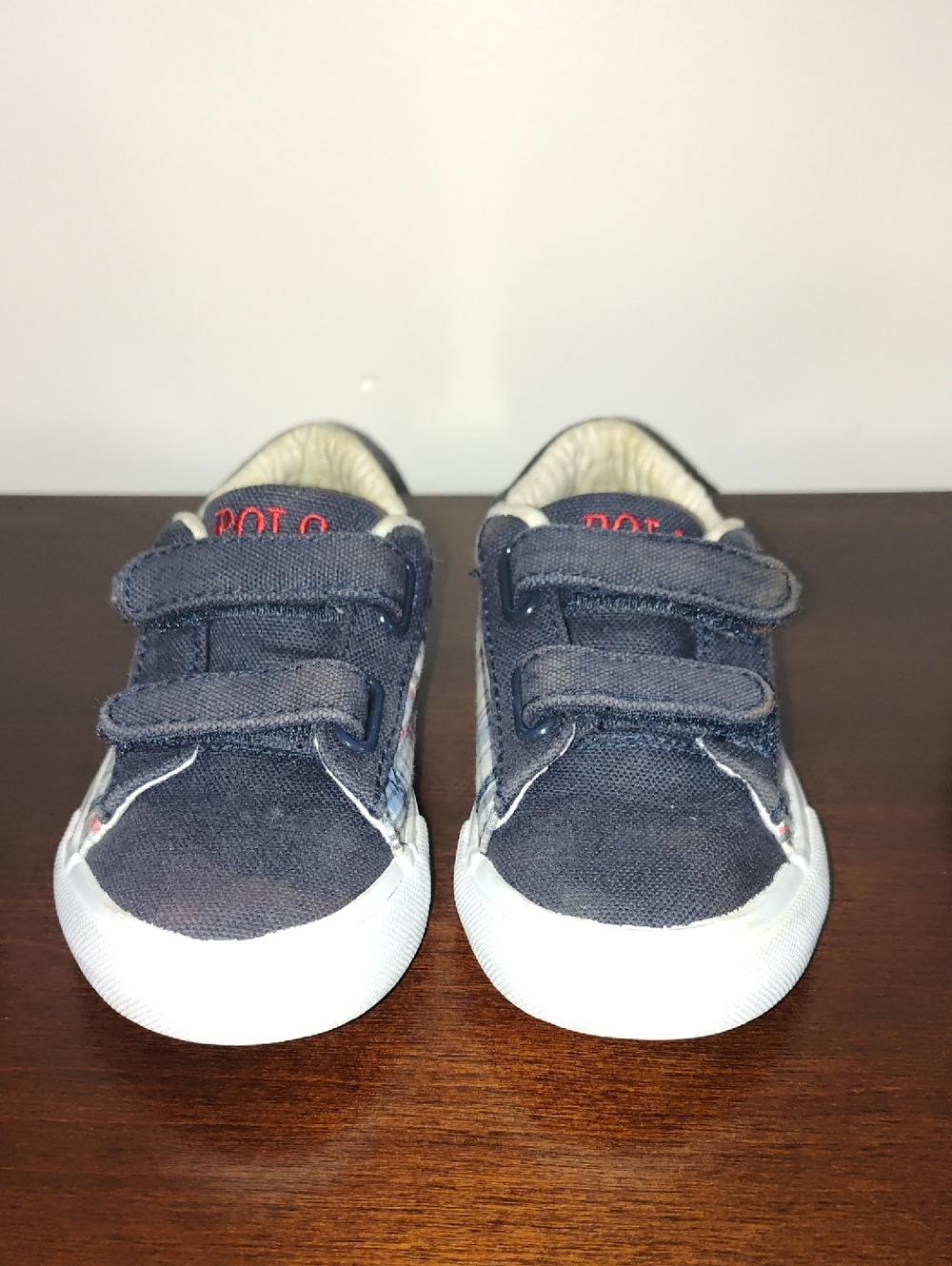 Polo by Ralph Lauren Navy and White Kids Velcro Sneakers